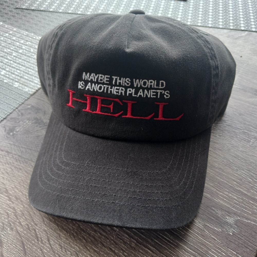 Black Cap with Red Embroidery